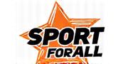 Logo representing inclusive fitness and sports, with dynamic lines and a central star.