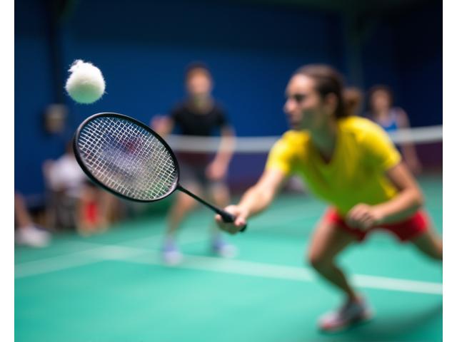 Intense badminton match in a league tournament at Oasis Recreation Hub